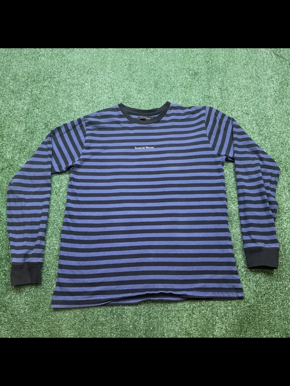 Raised By Wolves T Shirt Mens Size M Blue Long Sleeve Striped Streetwear